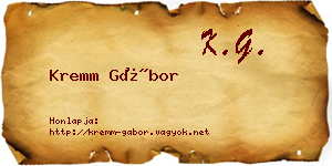 Kremm Gábor névjegykártya
